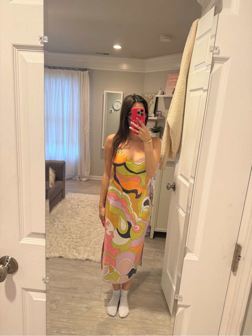 Women's Retro Print Slip Dress in Multi-Color, #pucciinspired - Picture 3 of 4